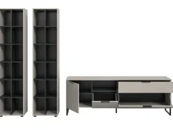 Inn.Furn Wohnwand in Kaschmir und Schwarz 305 cm mit Soft-Close Morena