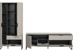 Inn.Furn Wohnwand in Kaschmir und Schwarz 290 cm mit Soft-Close Morena