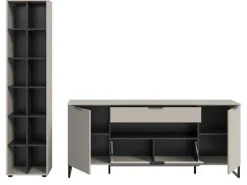 Inn.Furn Wohnwand in Kaschmir und Schwarz 245 cm Morena