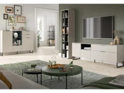 Inn.Furn Wohnwand in Kaschmir und Schwarz 245 cm mit Soft-Close Morena