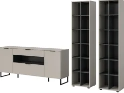 Inn.Furn Wohnwand in Kaschmir und Schwarz 305 cm Morena