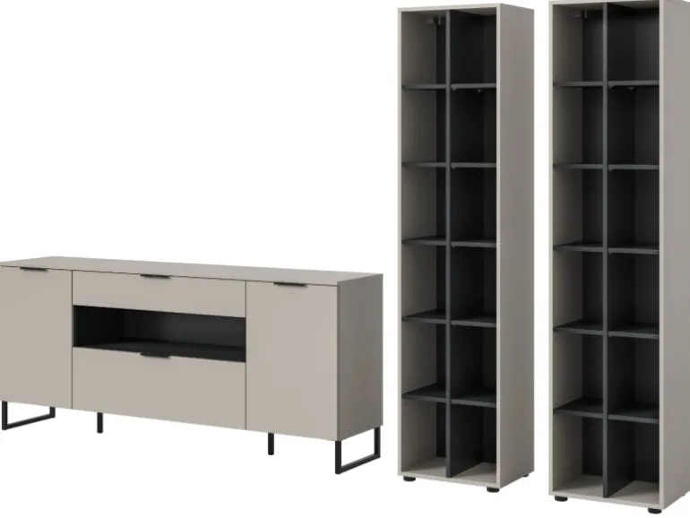 Inn.Furn Wohnwand in Kaschmir und Schwarz 305 cm Morena