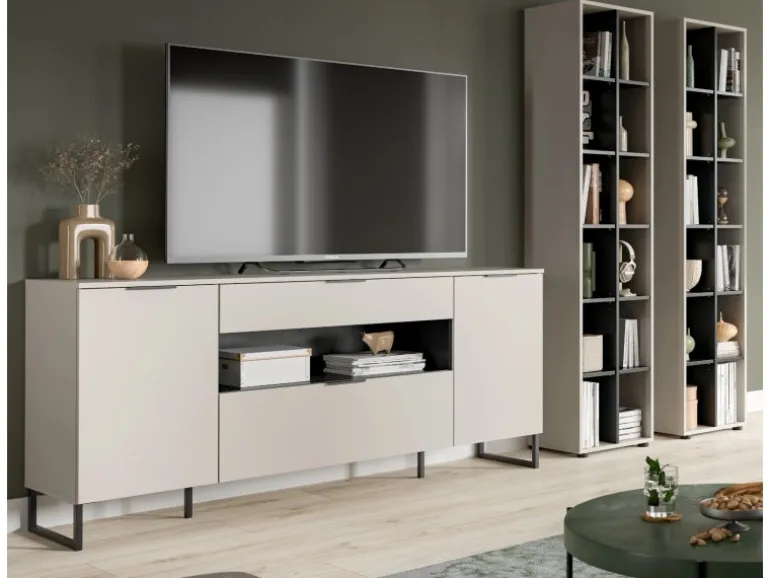 Inn.Furn Wohnwand in Kaschmir und Schwarz 305 cm Morena