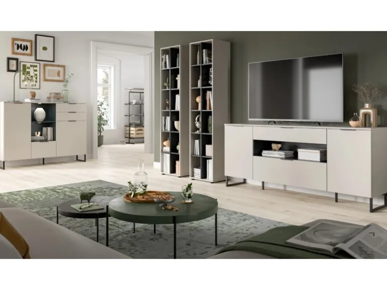 Inn.Furn Wohnwand in Kaschmir und Schwarz 305 cm Morena
