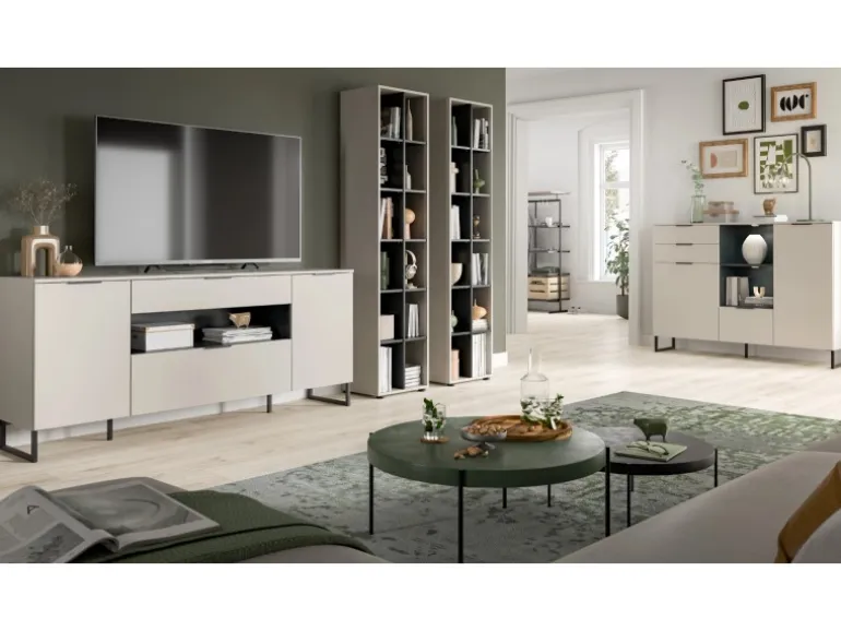 Inn.Furn Wohnwand in Kaschmir und Schwarz 305 cm Morena