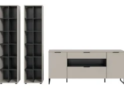 Inn.Furn Wohnwand in Kaschmir und Schwarz 305 cm Morena