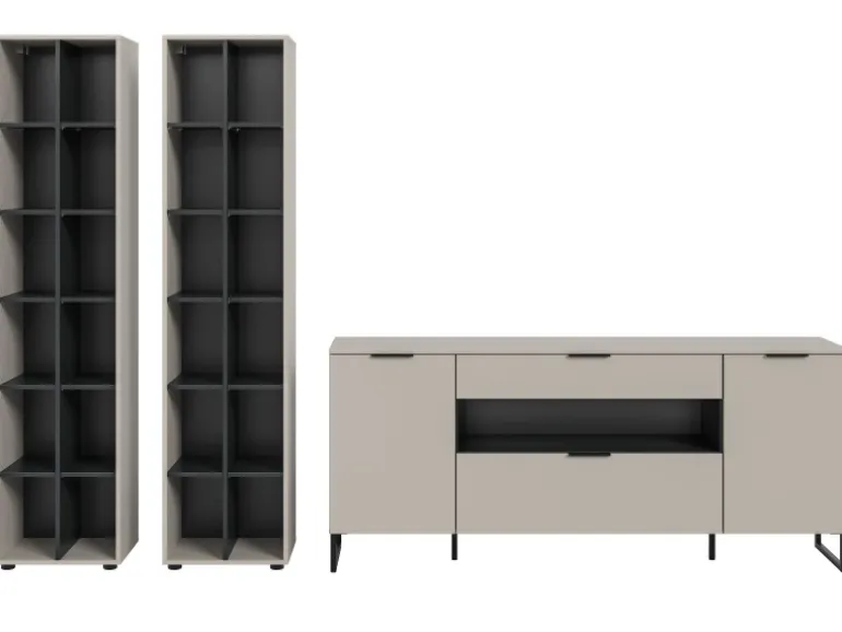 Inn.Furn Wohnwand in Kaschmir und Schwarz 305 cm Morena