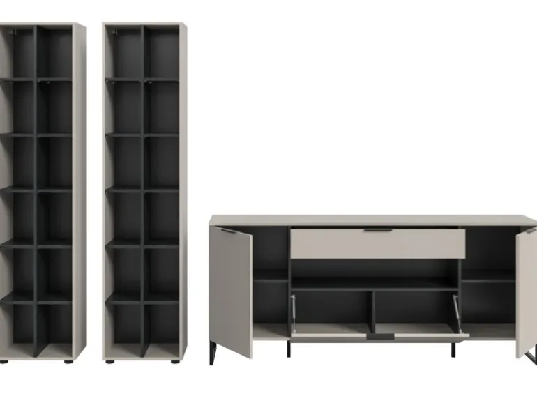 Inn.Furn Wohnwand in Kaschmir und Schwarz 305 cm Morena