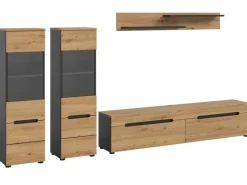 Inn.Furn Wohnwand in Eiche und Grau 272 cm Cooper