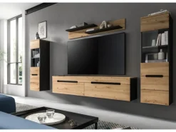 Inn.Furn Wohnwand in Eiche und Grau 272 cm Cooper