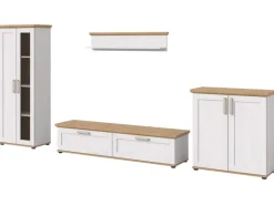 Inn.Furn Wohnwand in Weiß Lärche Landhaus 4-teilig 336 cm Mirano