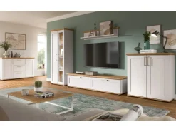 Inn.Furn Wohnwand in Weiß Lärche Landhaus 4-teilig 336 cm Mirano