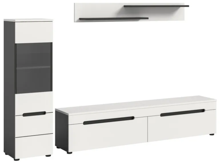 Inn.Furn Wohnwand in Weiß und Grau 221 cm Cooper