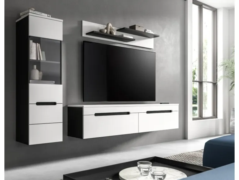 Inn.Furn Wohnwand in Weiß und Grau 221 cm Cooper
