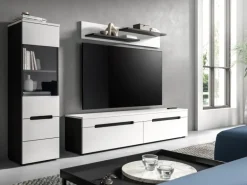 Inn.Furn Wohnwand in Weiß und Grau 221 cm Cooper