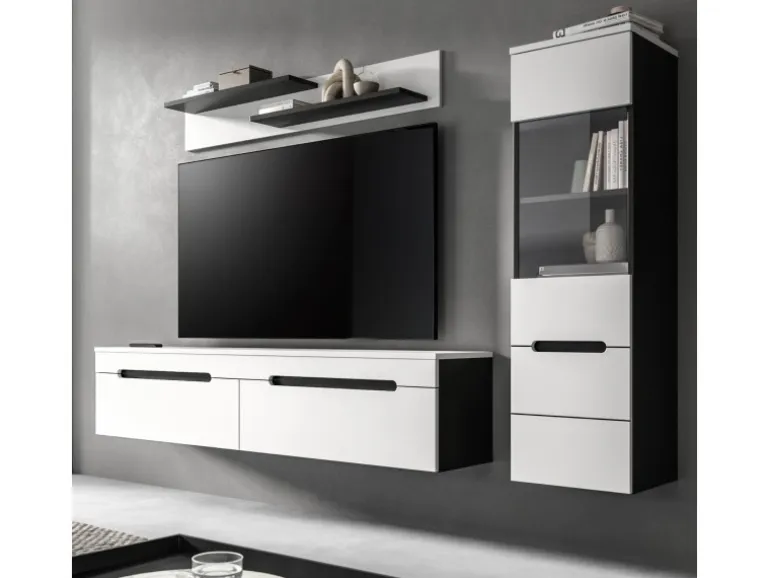 Inn.Furn Wohnwand in Weiß und Grau 221 cm Cooper