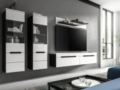 Inn.Furn Wohnwand in Weiß und Grau 221 cm Cooper
