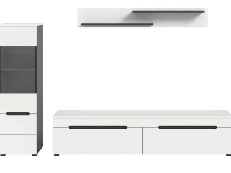 Inn.Furn Wohnwand in Weiß und Grau 221 cm Cooper