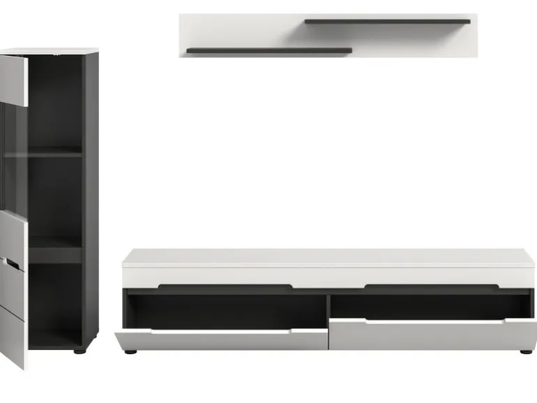 Inn.Furn Wohnwand in Weiß und Grau 221 cm Cooper