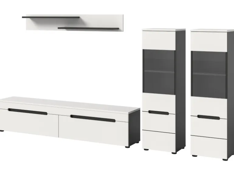 Inn.Furn Wohnwand in Weiß und Grau 272 cm Cooper