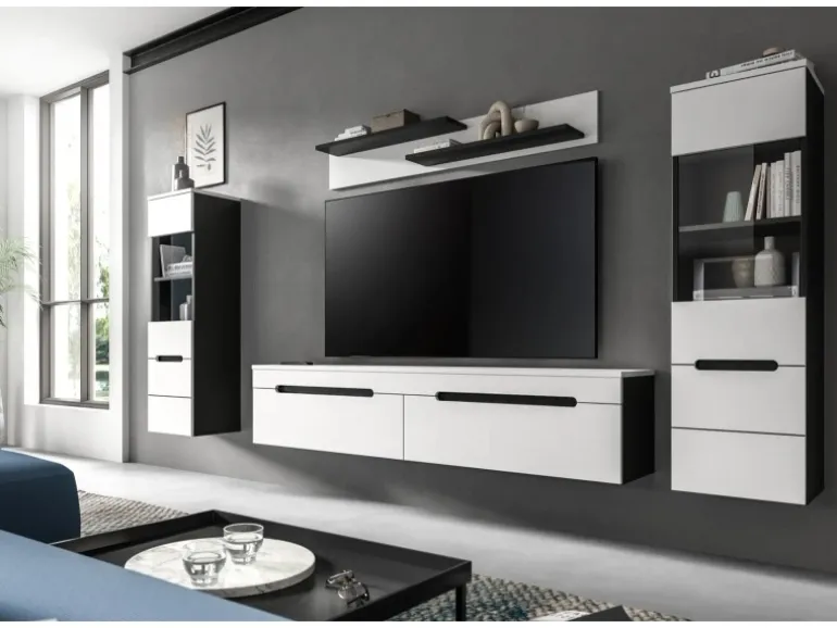 Inn.Furn Wohnwand in Weiß und Grau 272 cm Cooper