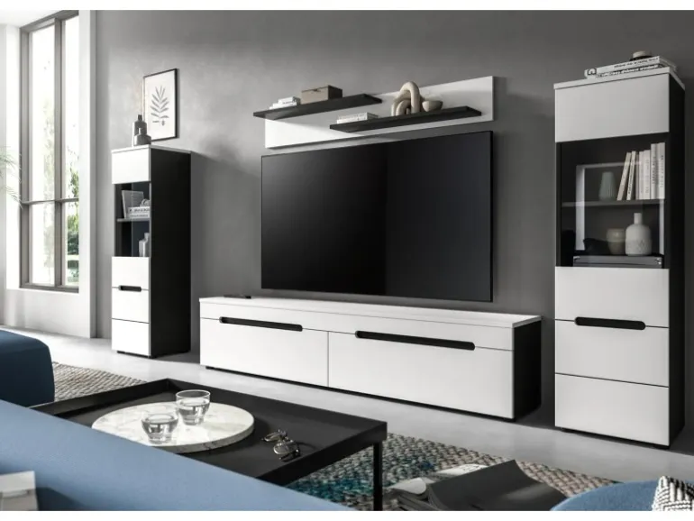 Inn.Furn Wohnwand in Weiß und Grau 272 cm Cooper