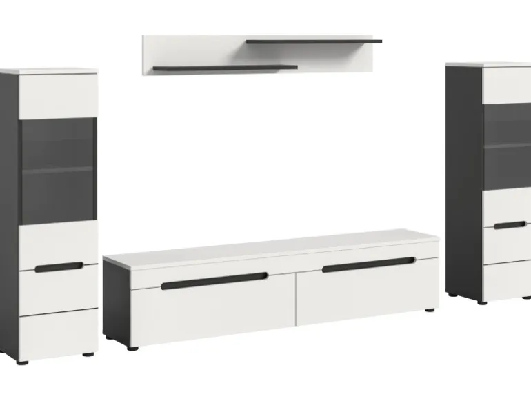 Inn.Furn Wohnwand in Weiß und Grau 272 cm Cooper