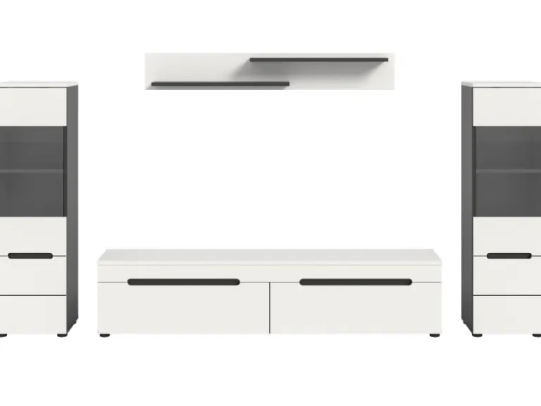 Inn.Furn Wohnwand in Weiß und Grau 272 cm Cooper