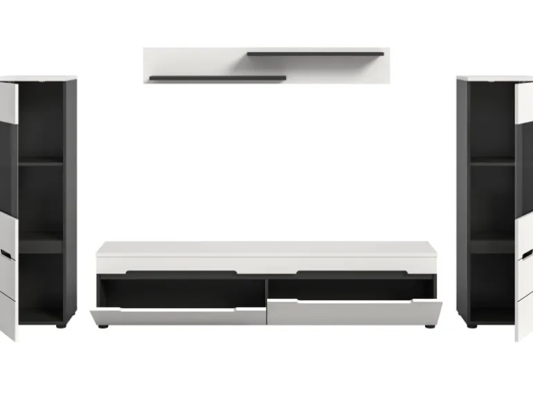 Inn.Furn Wohnwand in Weiß und Grau 272 cm Cooper