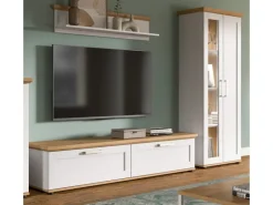 Inn.Furn Wohnwand 3-teilig in Weiß Lärche Landhaus 240 cm Mirano