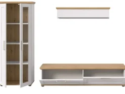 Inn.Furn Wohnwand 3-teilig in Weiß Lärche Landhaus 240 cm Mirano