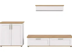 Inn.Furn Wohnwand 3-teilig in Weiß Lärche Landhaus 260 cm Mirano