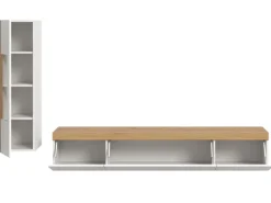 Inn.Furn Wohnwand 2-teilig in Weiß und Eiche 225 cm Siena