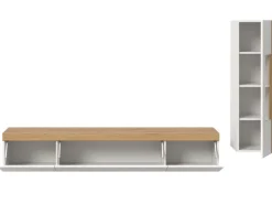 Inn.Furn Wohnwand 2-teilig in Weiß und Eiche 225 cm Siena