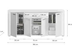Inn.Furn Wohnwand Weiß Hochglanz 3-teilig 332 cm mit Soft-Close Sunroof