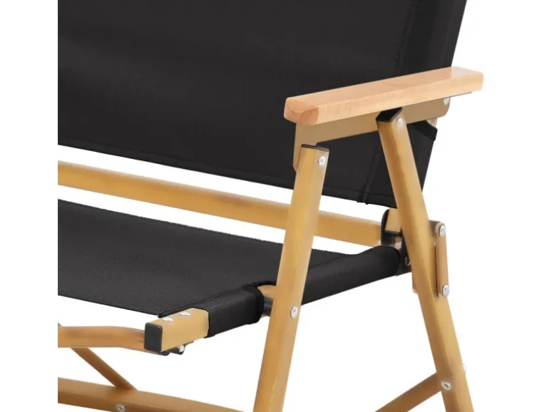Jawinio Outdoor Campingstuhl Holz Faltbar Mit Armlehnen Faltstuhl Schwarz