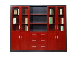 Jet-Line Aktenschrank Bloomfield in Mahagoni-Optik mit Glastüren 200x240x40 cm