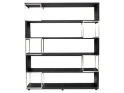 Jet-Line Aktenschrank/Regal Pavia in Schwarz Bezogen mit Kunstleder 220x180x40 cm
