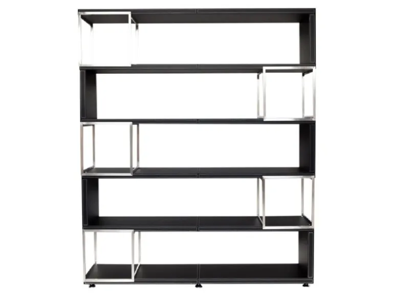 Jet-Line Aktenschrank/Regal Pavia in Schwarz Bezogen mit Kunstleder 220x180x40 cm