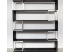 Jet-Line Aktenschrank/Regal Pavia in Schwarz Bezogen mit Kunstleder 220x180x40 cm