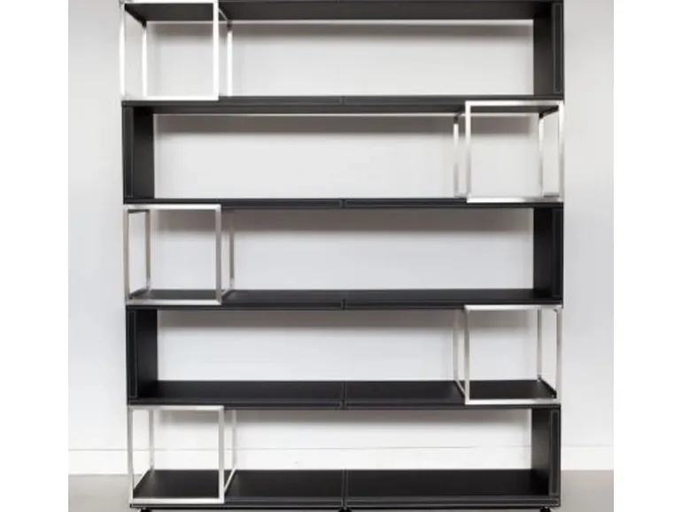 Jet-Line Aktenschrank/Regal Pavia in Schwarz Bezogen mit Kunstleder 220x180x40 cm