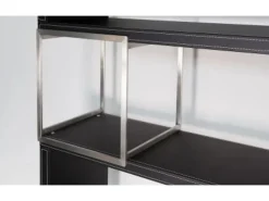 Jet-Line Aktenschrank/Regal Pavia in Schwarz Bezogen mit Kunstleder 220x180x40 cm