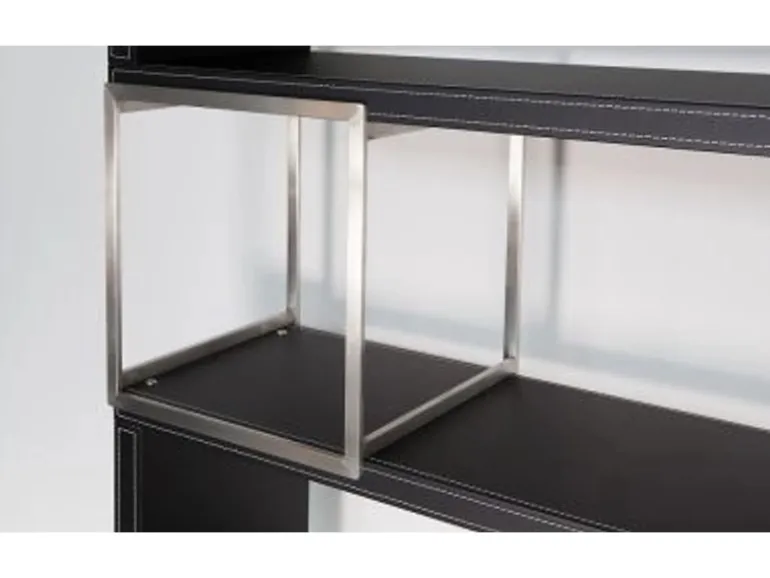Jet-Line Aktenschrank/Regal Pavia in Schwarz Bezogen mit Kunstleder 220x180x40 cm