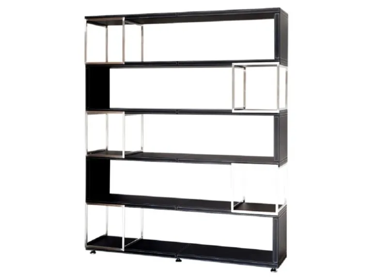 Jet-Line Aktenschrank/Regal Pavia in Schwarz Bezogen mit Kunstleder 220x180x40 cm
