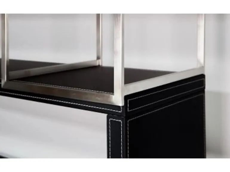 Jet-Line Aktenschrank/Regal Pavia in Schwarz Bezogen mit Kunstleder 220x180x40 cm