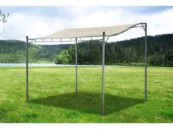Jet-Line Gartenanbau-Pavillon Lagos aus Alu mit Überdachung 2,5 x 3 Meter in Anthrazit/Beige