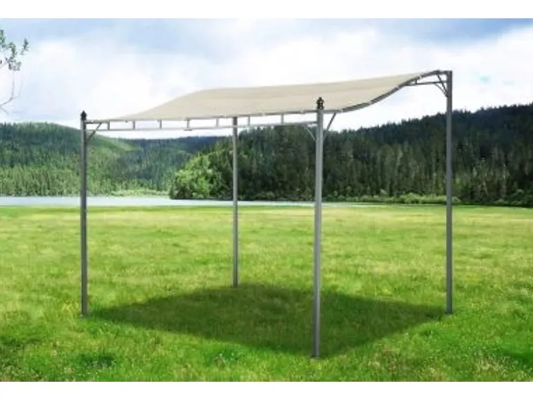 Jet-Line Gartenanbau-Pavillon Lagos aus Alu mit Überdachung 2,5 x 3 Meter in Anthrazit/Beige