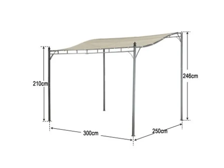 Jet-Line Gartenanbau-Pavillon Lagos aus Alu mit Überdachung 2,5 x 3 Meter in Anthrazit/Beige