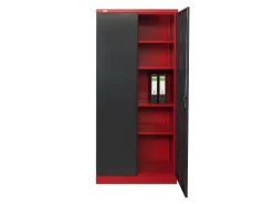 Jet-Line Stahlschrank Moskau in Anthrazit-Rot 90 x 40 x 185 cm mit Abschließbaren Türen