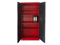 Jet-Line Stahlschrank Moskau in Anthrazit-Rot 90 x 40 x 185 cm mit Abschließbaren Türen